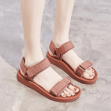 Load image into Gallery viewer, Light Pink And Black Flatform Sandals